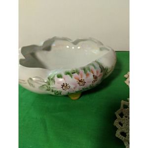 Vintage C&E G Royal Austria Floral Footed Candy Dish Bowl